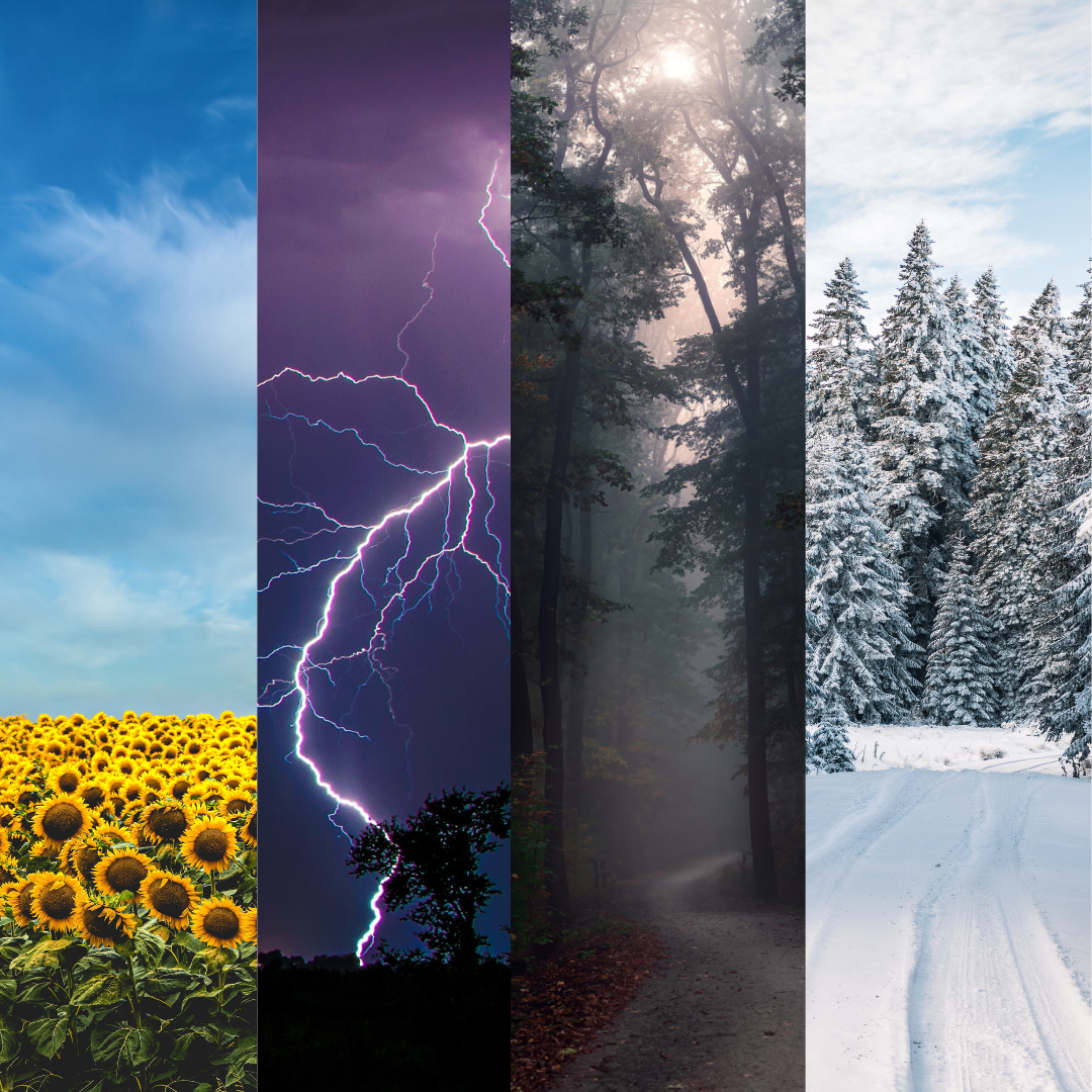 4 different weather conditions representing the four different temperaments